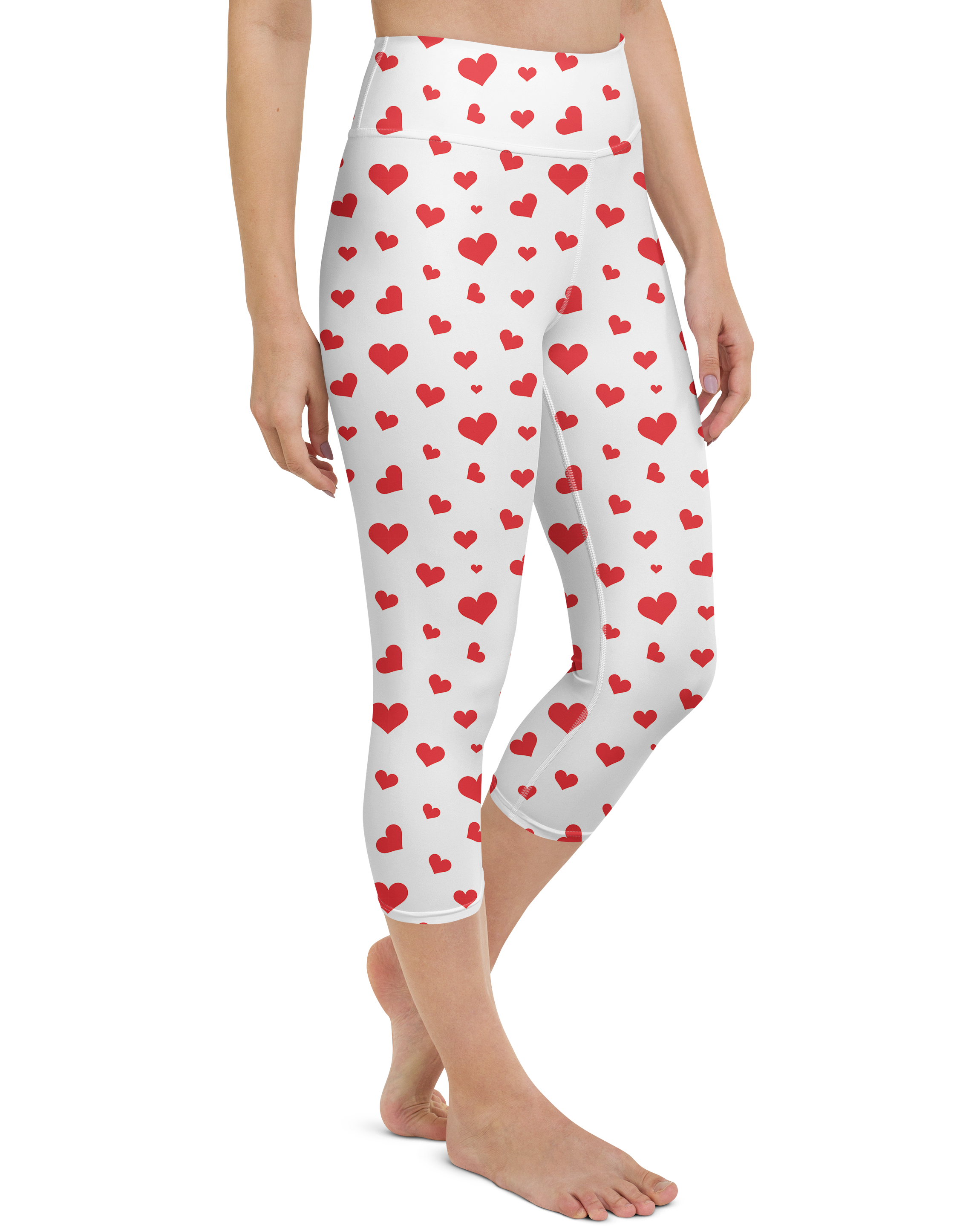 Red Hearts Yoga Capris - Gearbunch