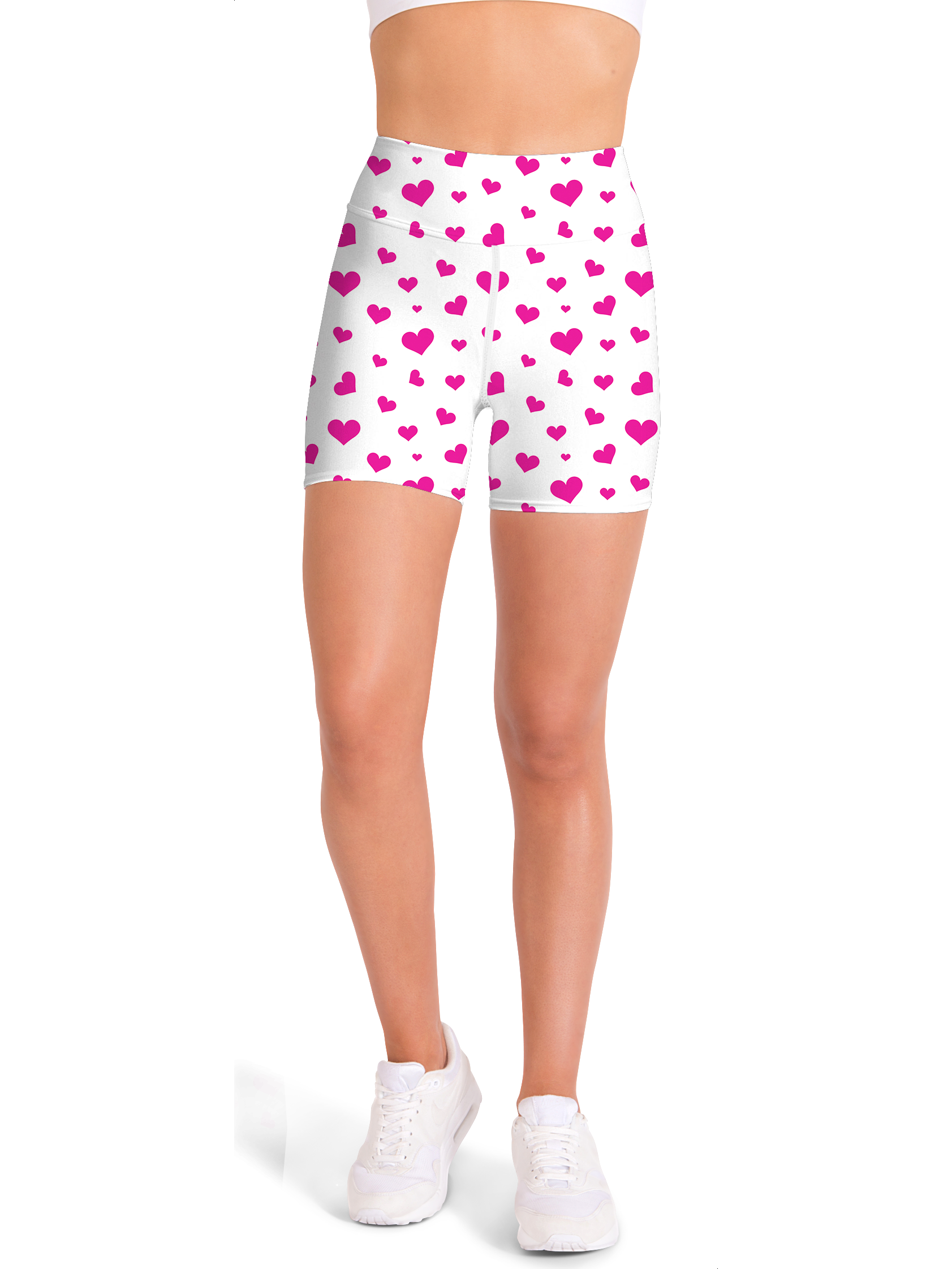 Pink Hearts Yoga Shorts - Gearbunch