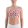 Red Heart Shaped Balloons Sports Bra - Gearbunch