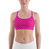 White Mini Hearts Pink Sports Bra - Gearbunch