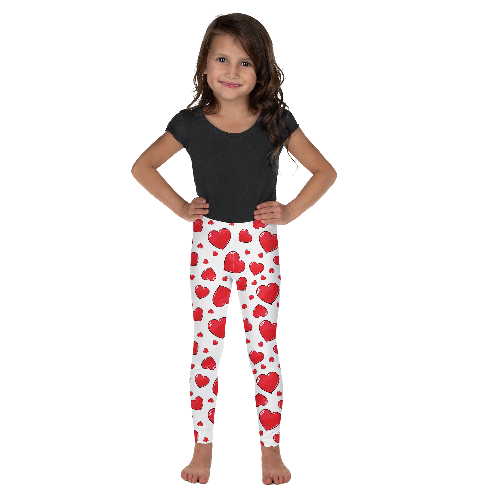 Red Heart Shaped Balloons Kid's Leggings - Gearbunch