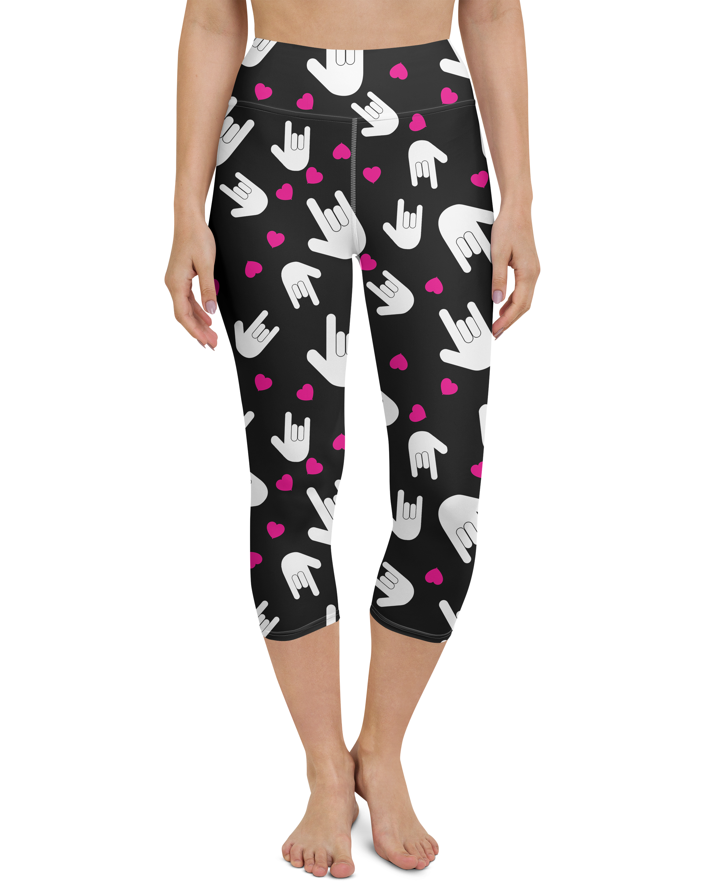 Sign Language I Love You Yoga Capris - Gearbunch