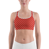 White Mini Hearts Red Sports Bra - Gearbunch