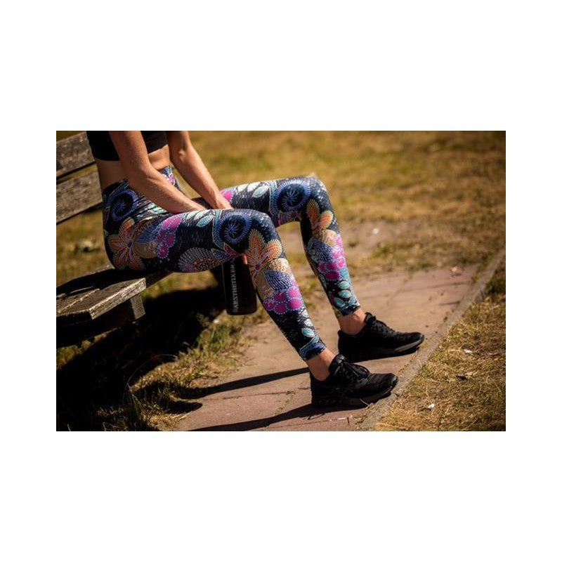 Womens Workout Yoga Faux Paillette Flower Leggings Black/Purple/Green/Pink | Gearbunch.com