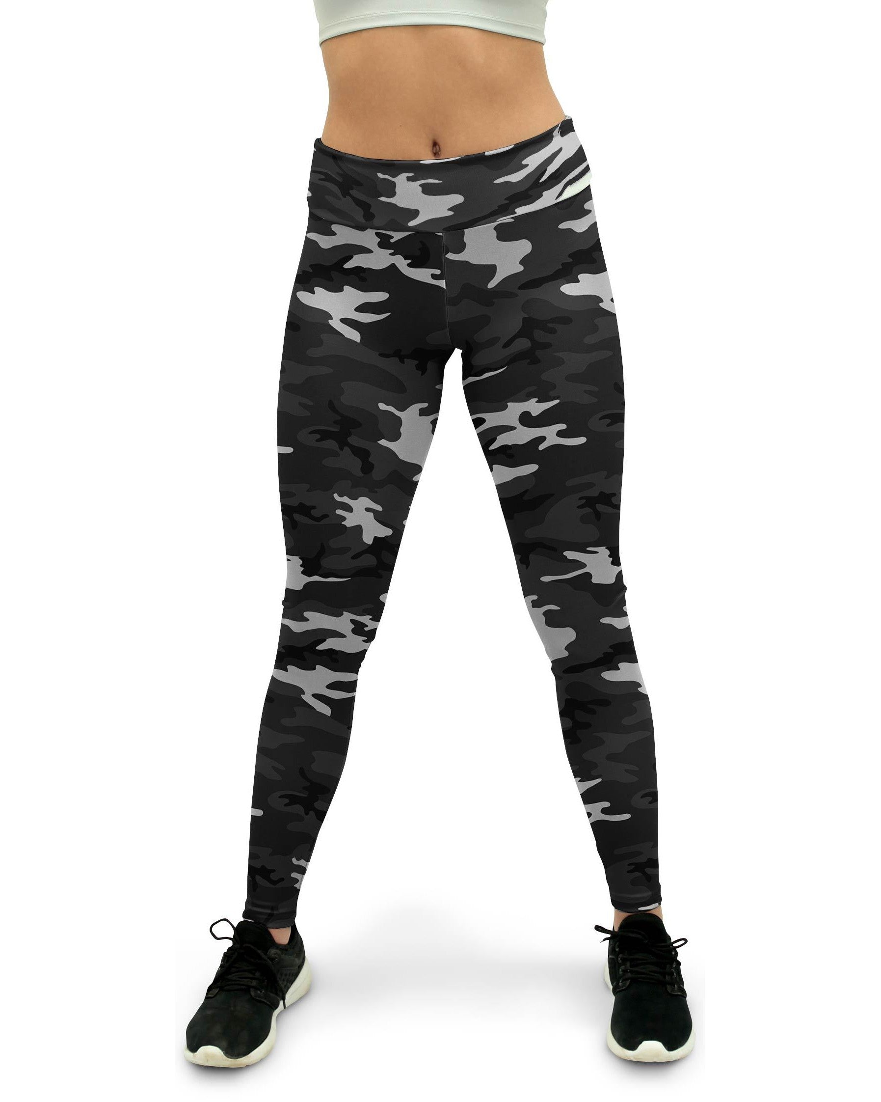 GearBunch Womens Dark Gray Camo Yoga Pants