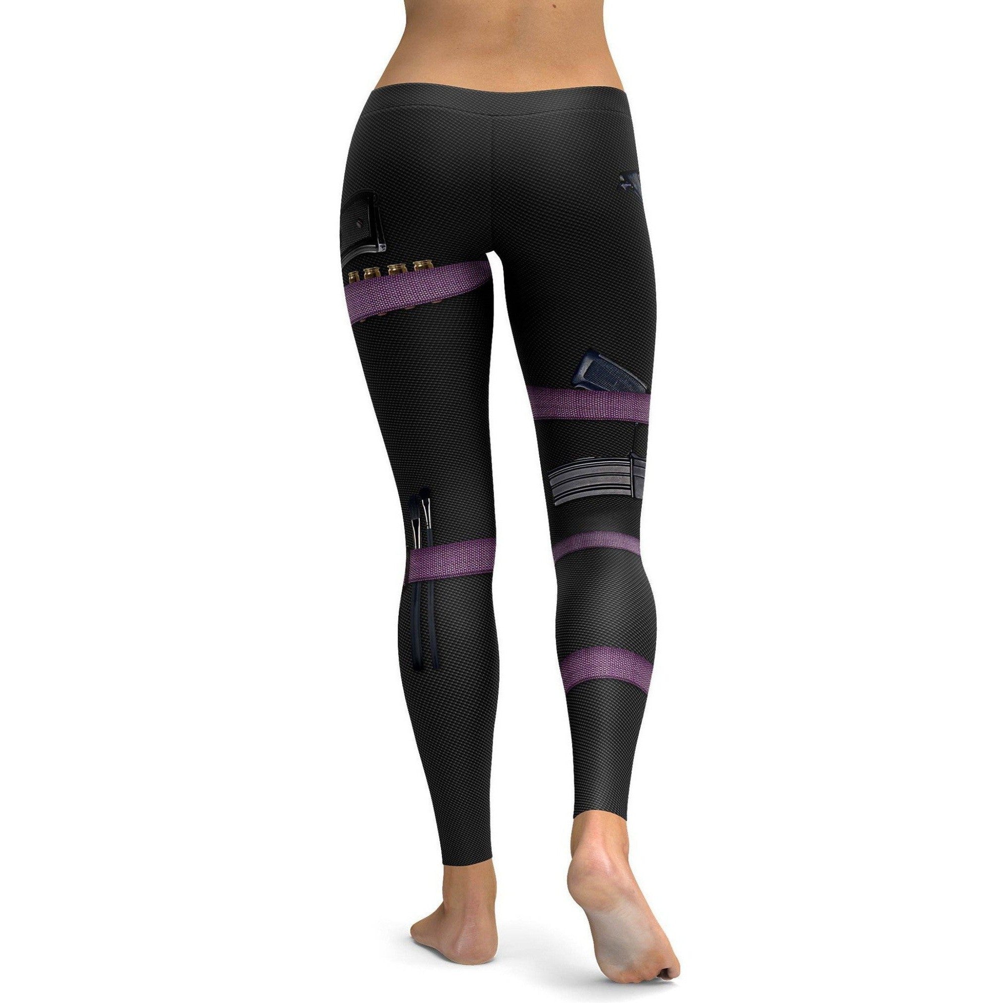 Womens Workout Yoga Guns & Make-up Carbon Leggings Black/Purple | Gearbunch.com