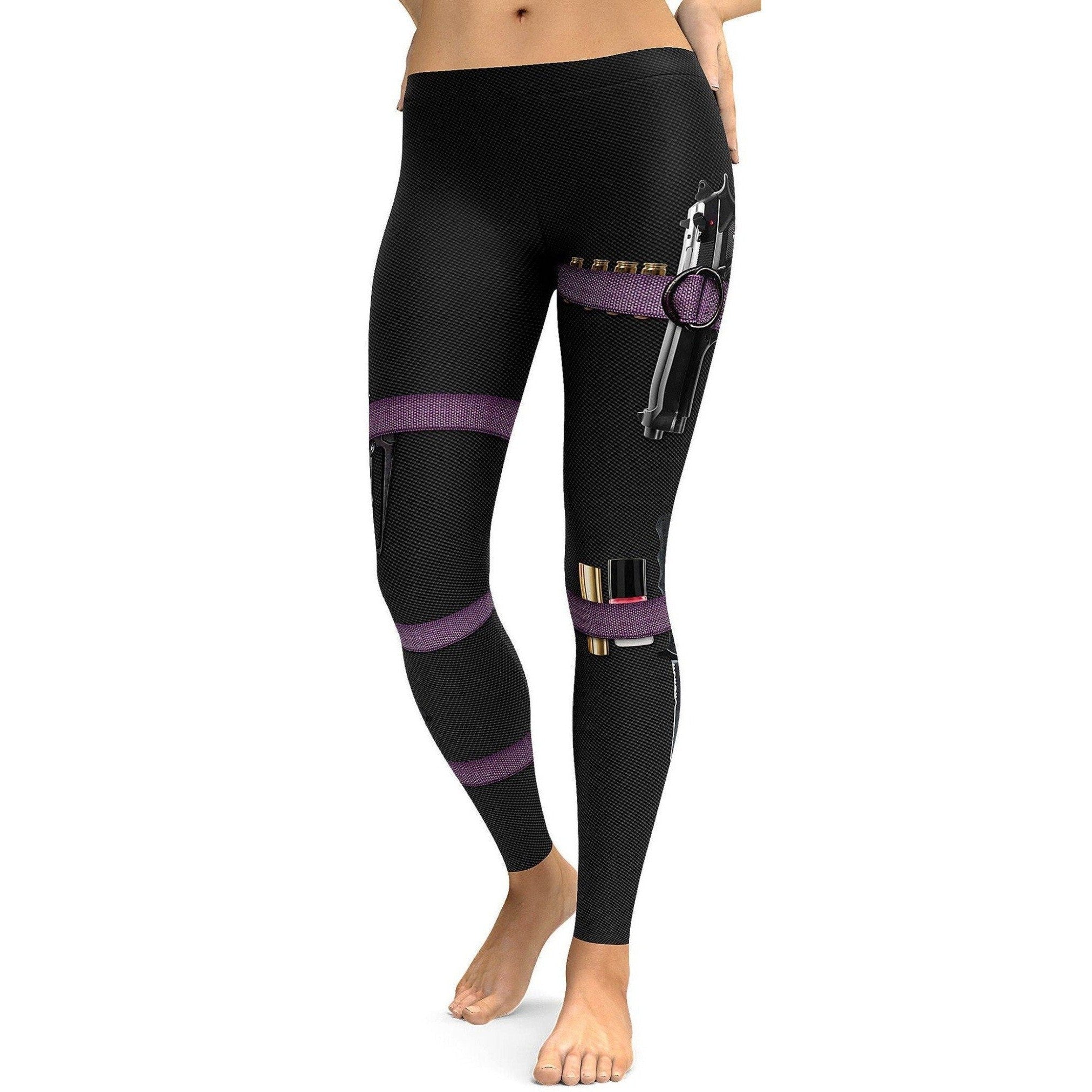 Womens Workout Yoga Guns & Make-up Carbon Leggings Black/Purple | Gearbunch.com