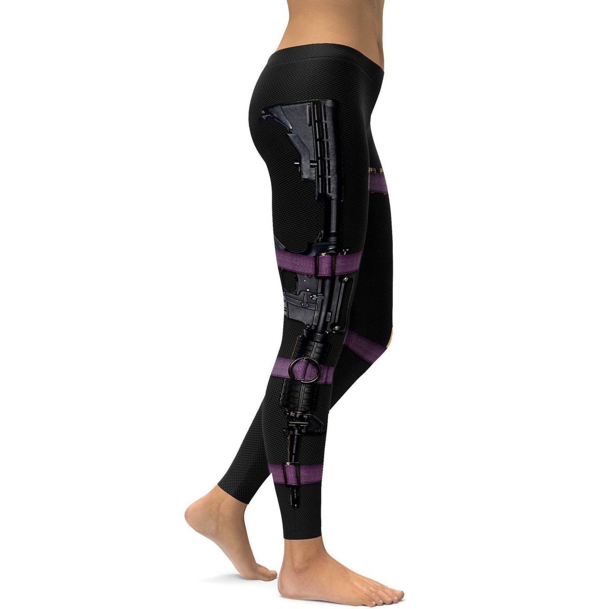 Womens Workout Yoga Guns & Make-up Carbon Leggings Black/Purple | Gearbunch.com