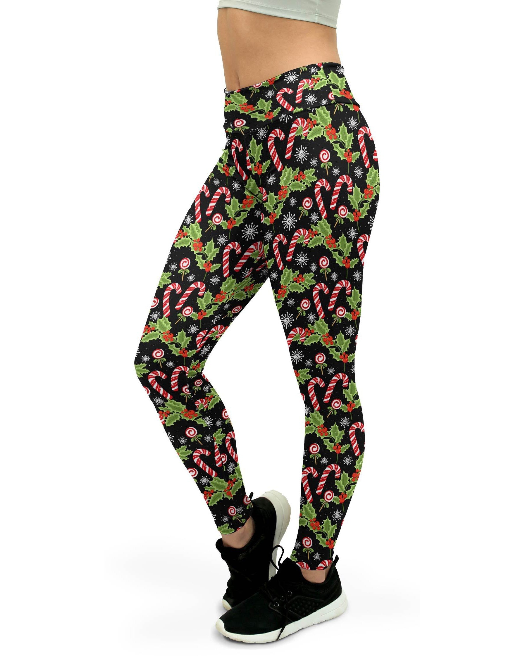 Holly Leaves with Berries Women's Yoga Pants Gearbunch