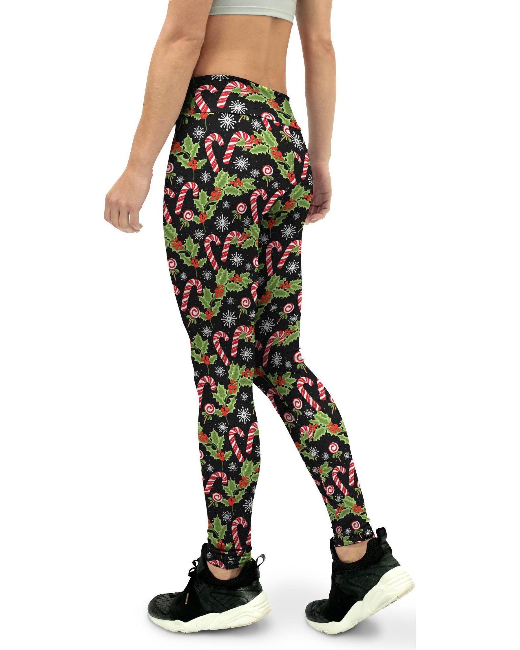 Holly Leaves with Berries Women's Yoga Pants Gearbunch