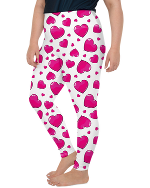 Pink Heart Shaped Balloon Plus Size Leggings - Gearbunch