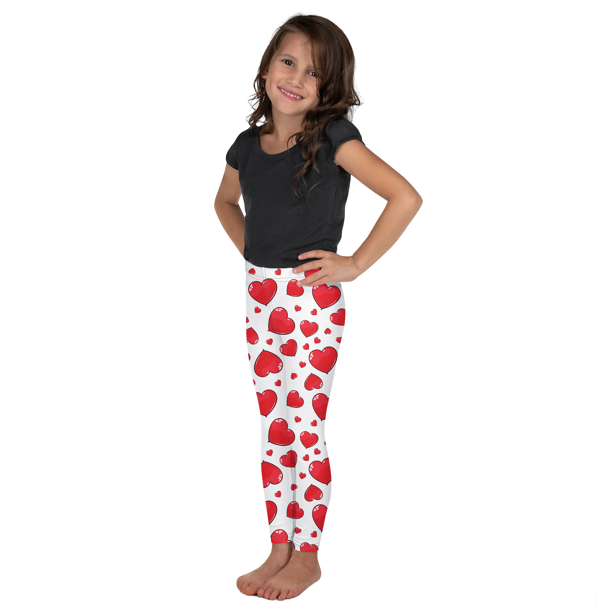 Red Heart Shaped Balloons Kid's Leggings - Gearbunch