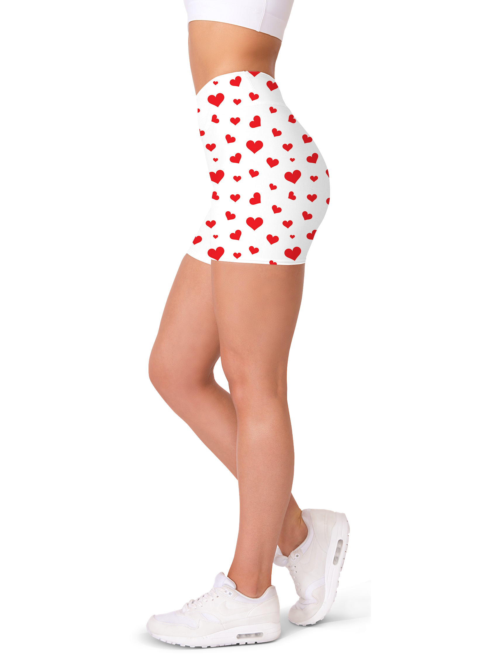 Red Hearts Yoga Shorts - Gearbunch