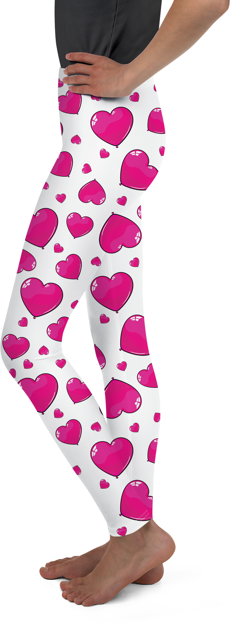 Pink Heart Shaped Balloons Youth Leggings - Gearbunch