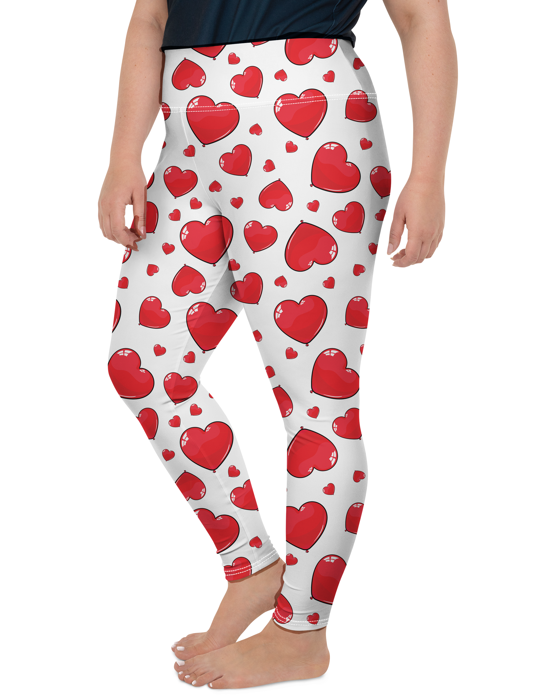 Red Heart Shaped Balloon Plus Size Leggings - Gearbunch