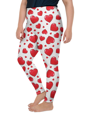 Red Heart Shaped Balloon Plus Size Leggings - Gearbunch