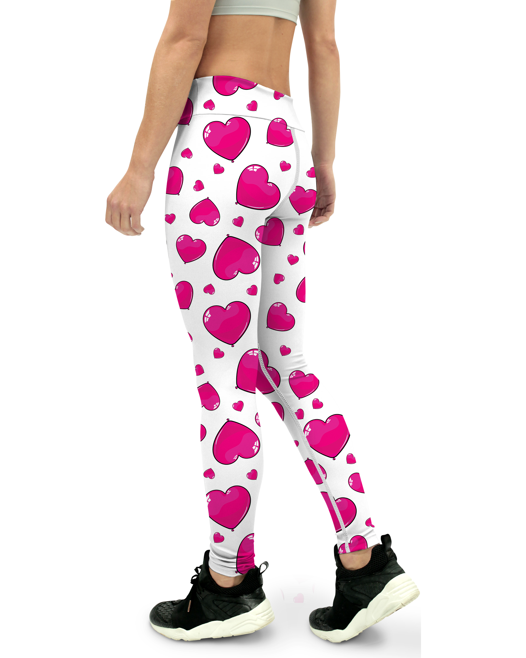 Pink Heart Shaped Balloon Yoga Pants - Gearbunch