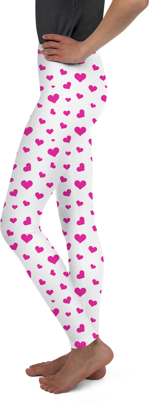 Pink Hearts Youth Leggings - Gearbunch