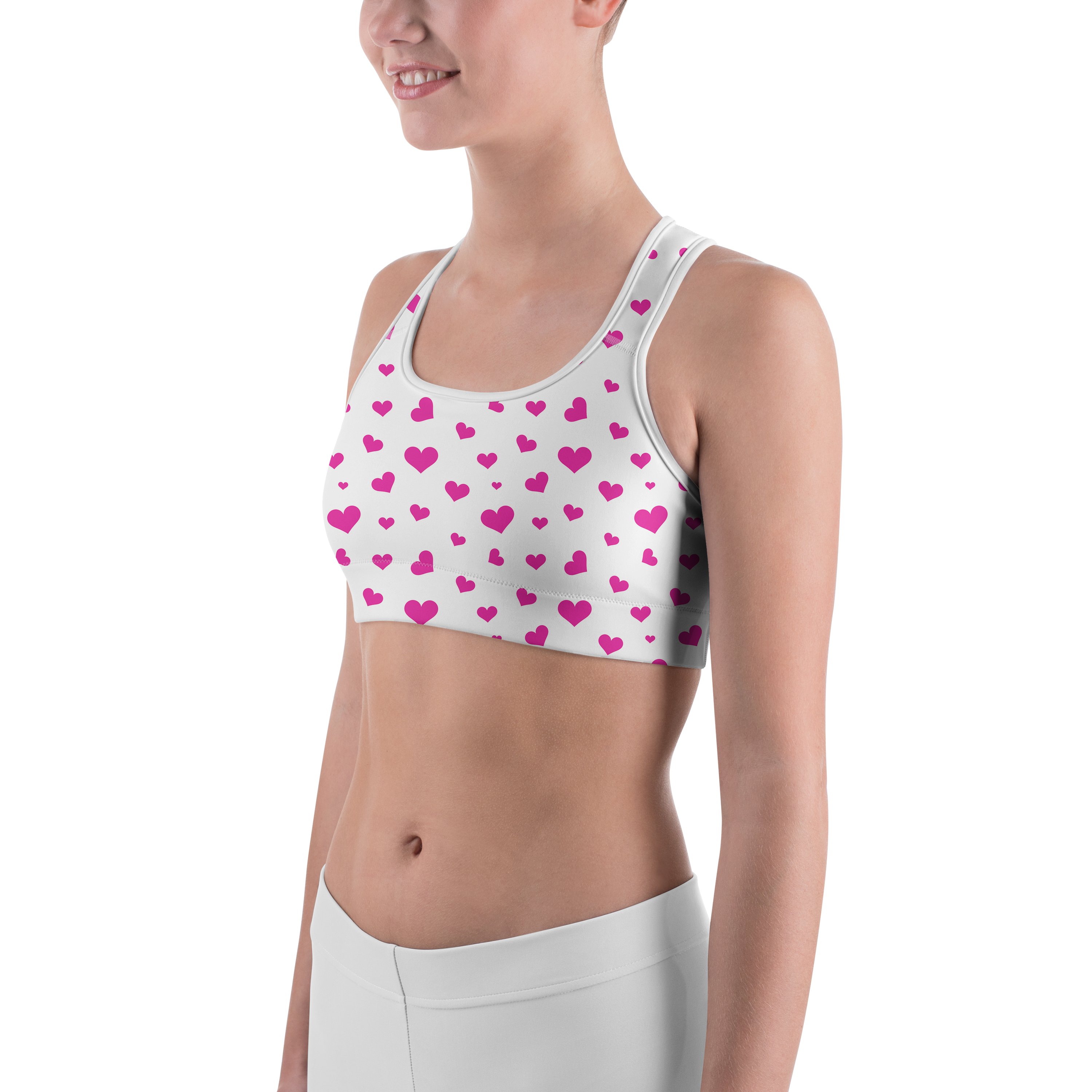 Pink Hearts Sports Bra - Gearbunch