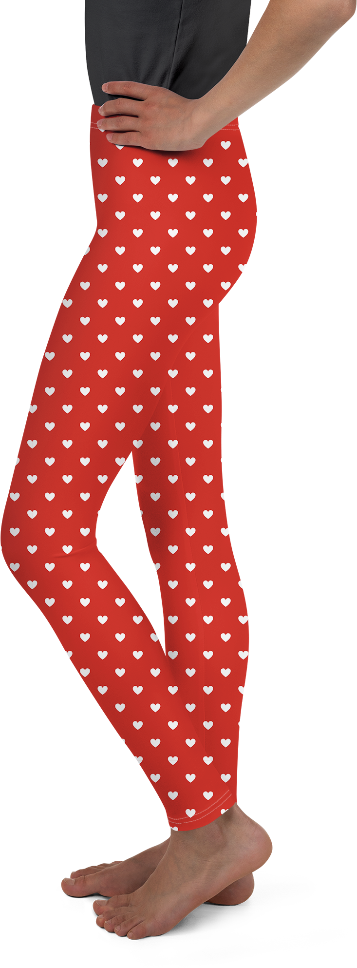 White Mini Hearts Red Youth Leggings - Gearbunch