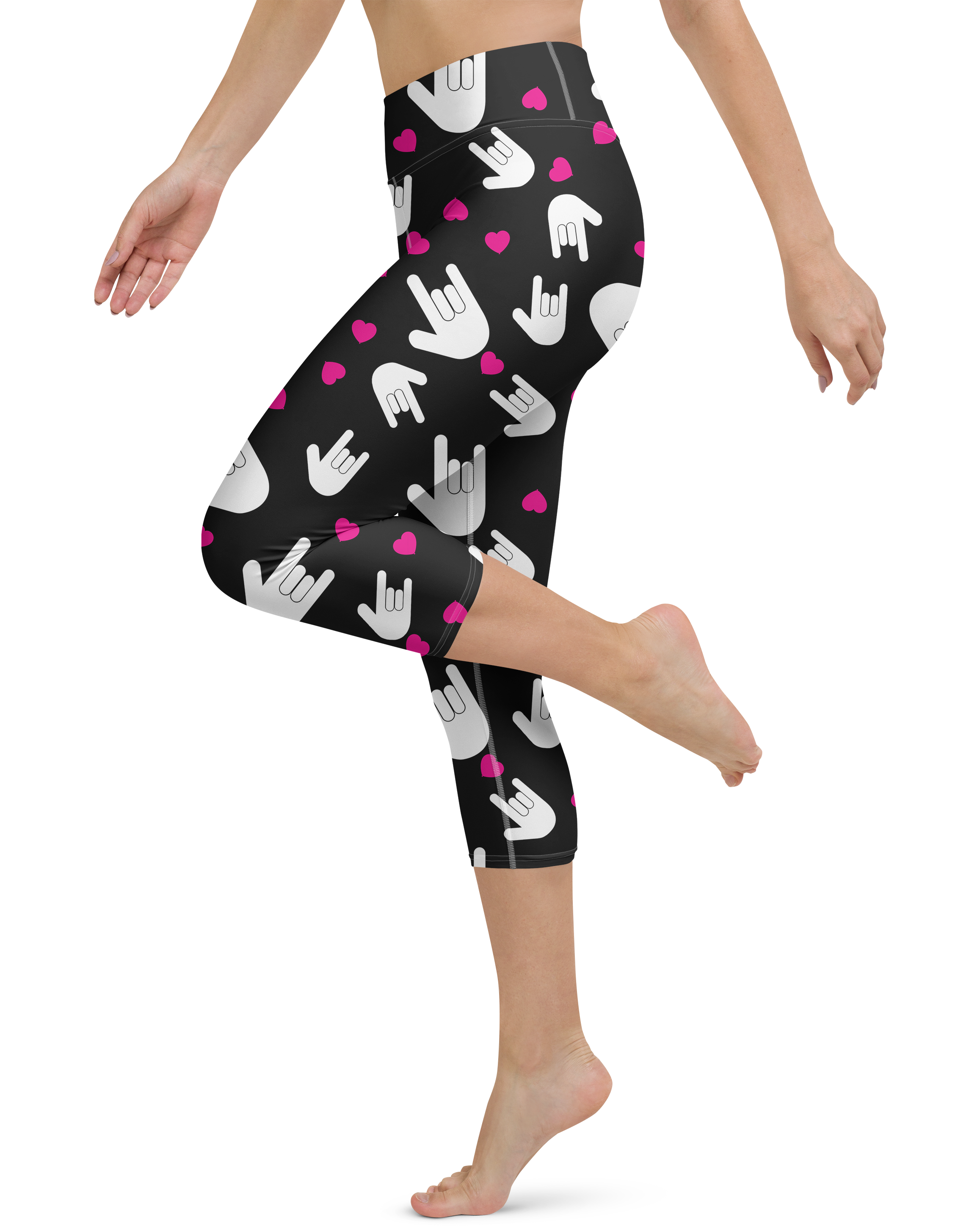 Sign Language I Love You Yoga Capris - Gearbunch