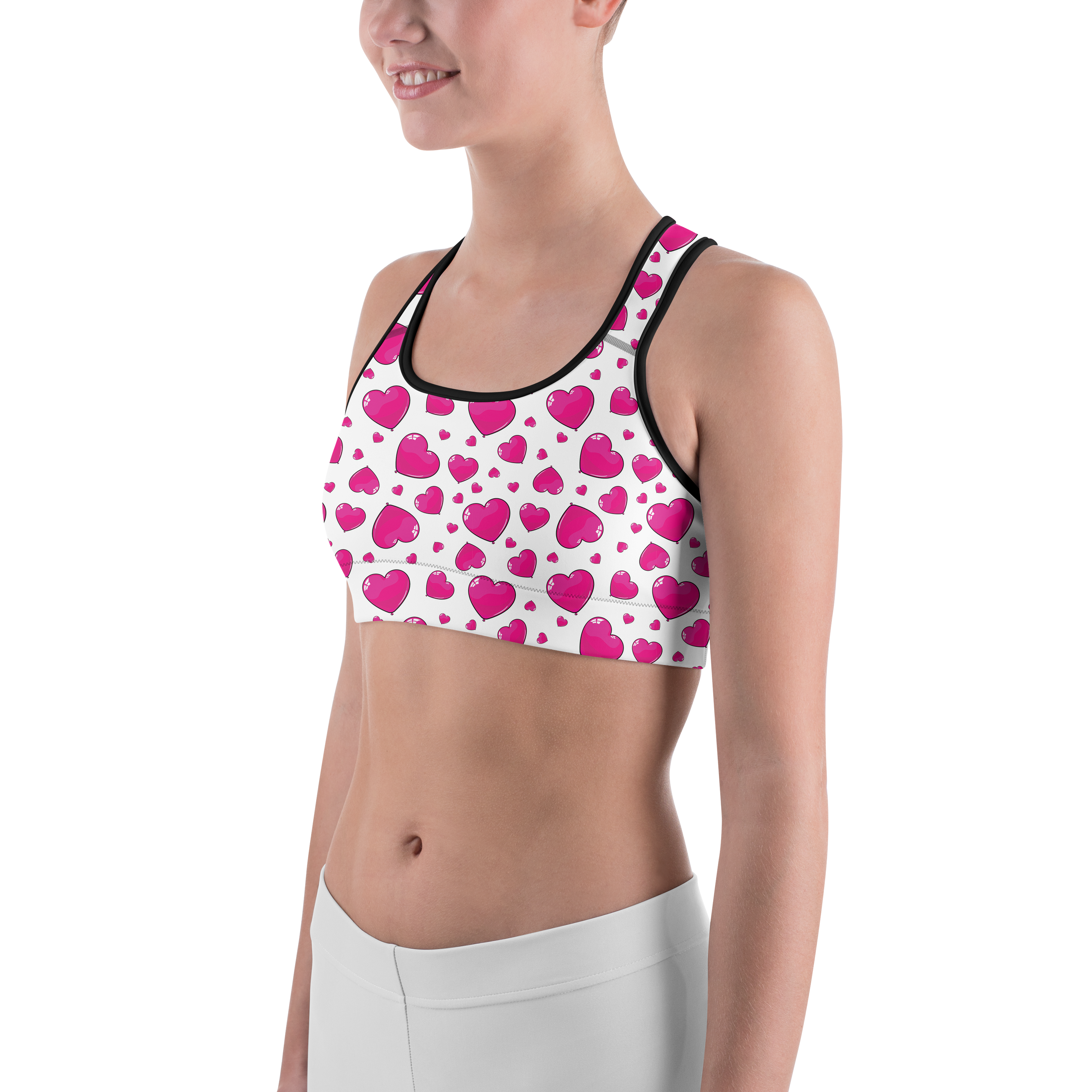 Pink Hearts Sports Bra - Gearbunch