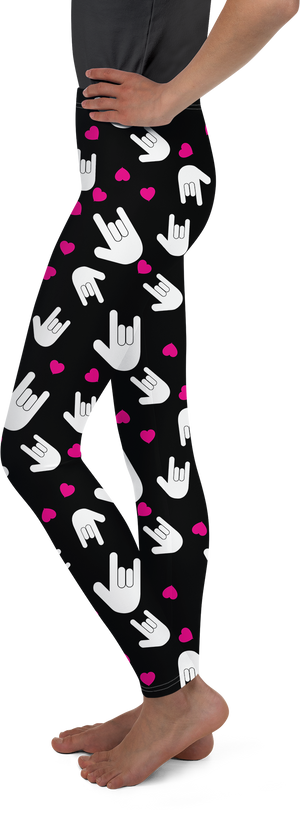 Sign Language I Love You Youth Leggings - Gearbunch