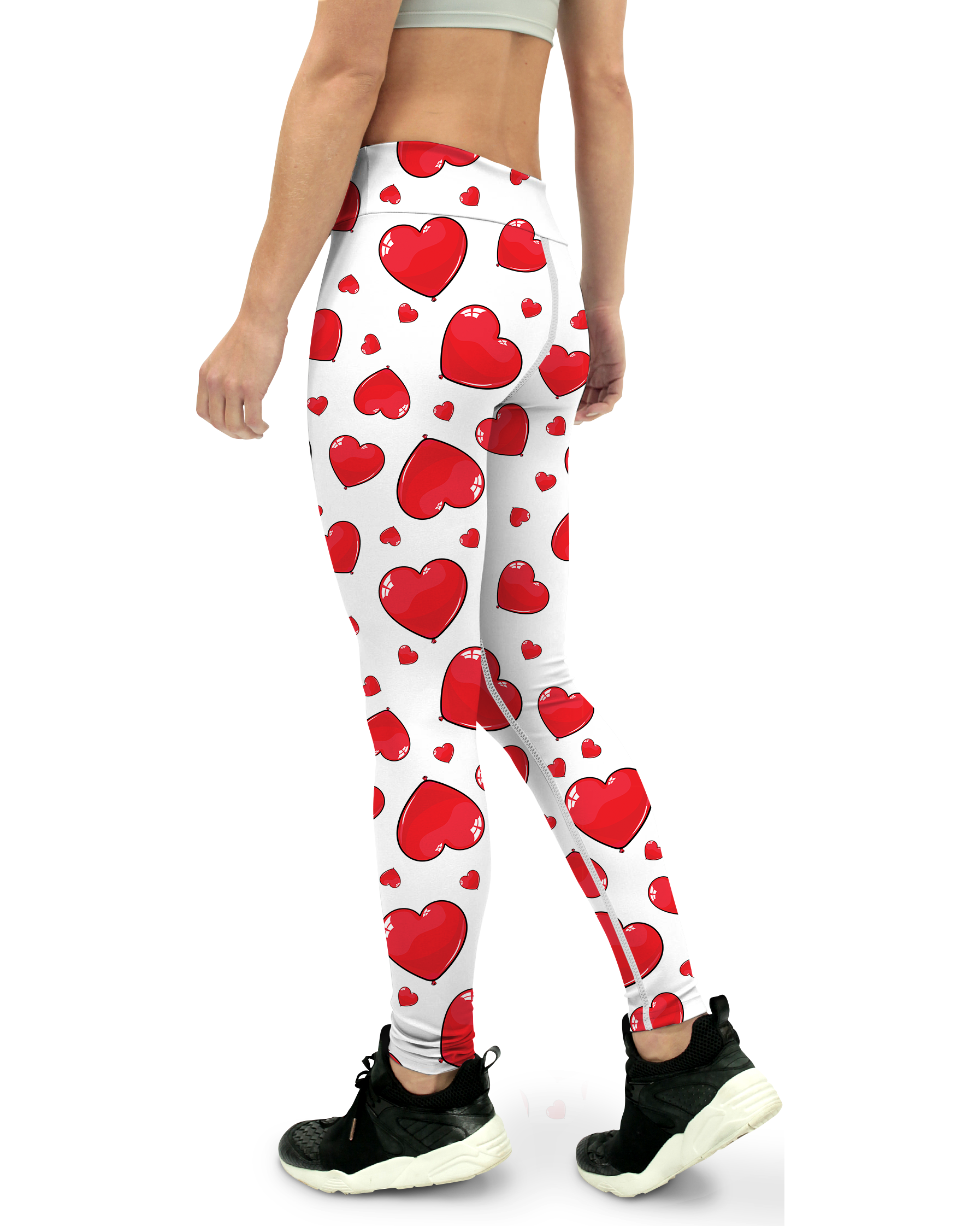 Red Heart Shaped Balloons Yoga Pants - Gearbunch