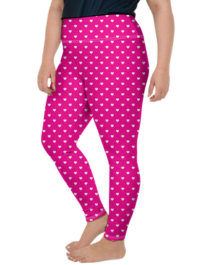 White Mini Hearts Pink Plus Size Leggings - Gearbunch