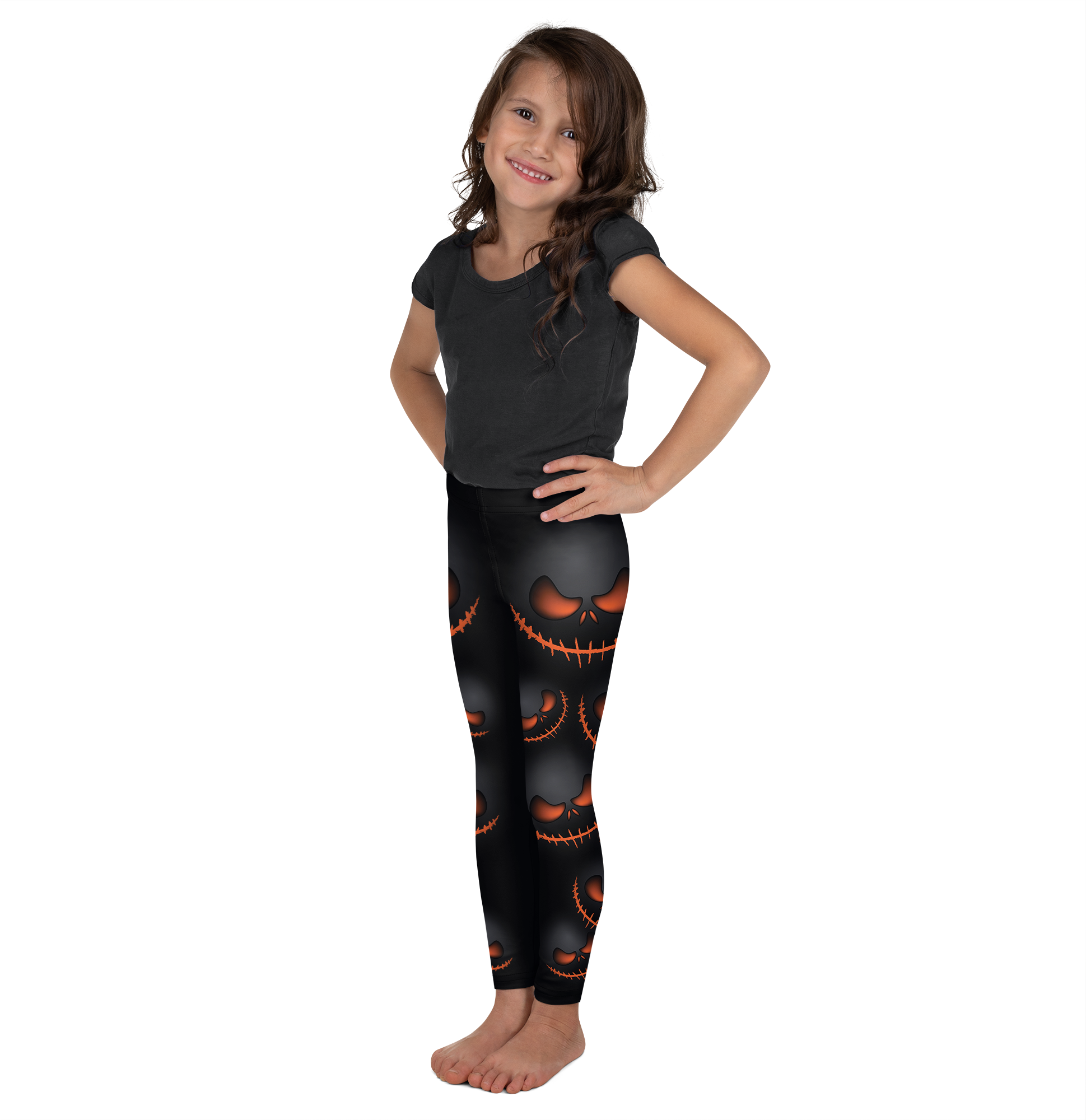 Halloween Evil Pumpkin Grin Kid's Leggings - Gearbunch