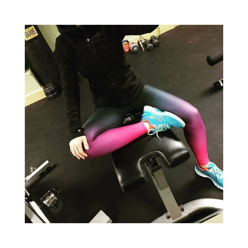 Womens Workout Yoga Ombre Black to Pink Leggings | Gearbunch.com