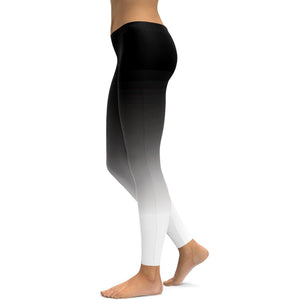 Womens Workout Yoga Ombre Black to White Leggings | Gearbunch.com