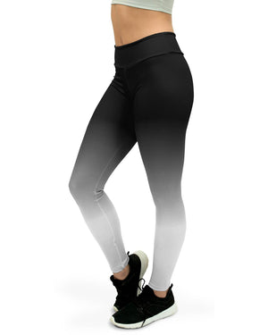 Ombre Black to White Womens Yoga Pants Gearbunch