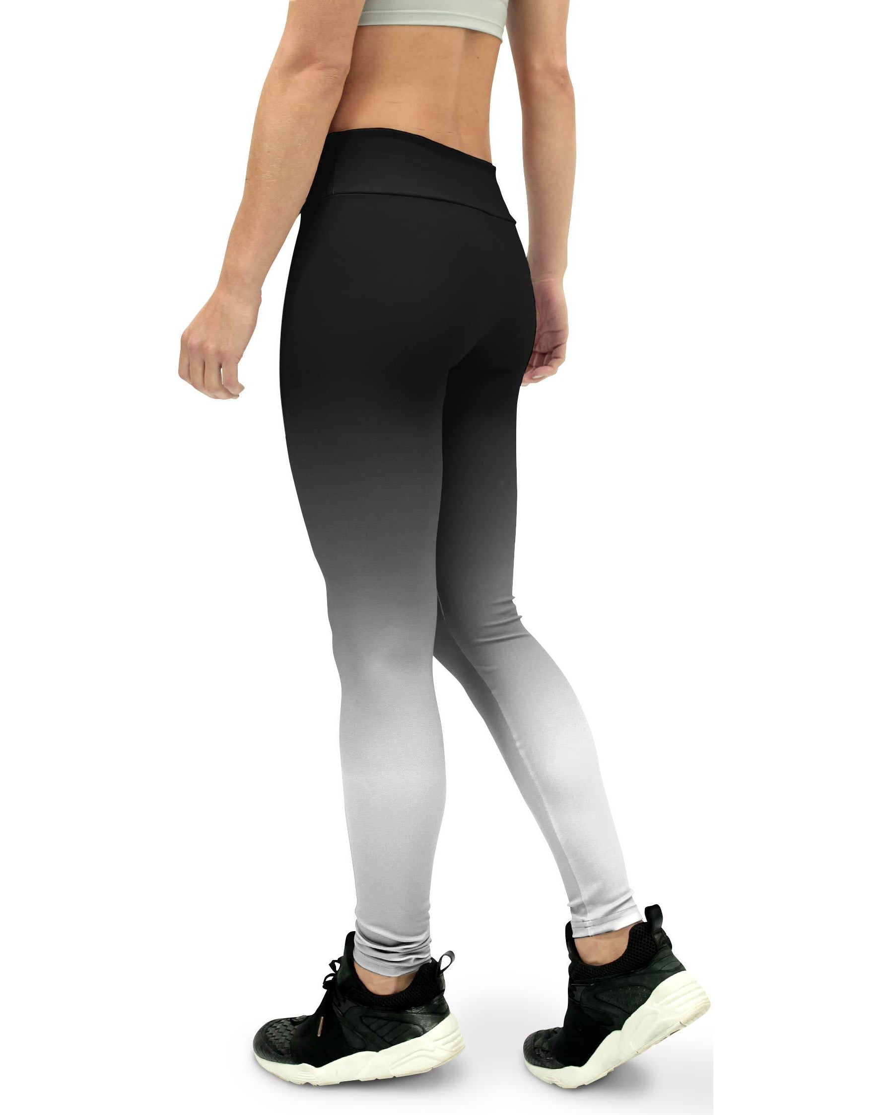 Ombre Black to White Womens Yoga Pants Gearbunch