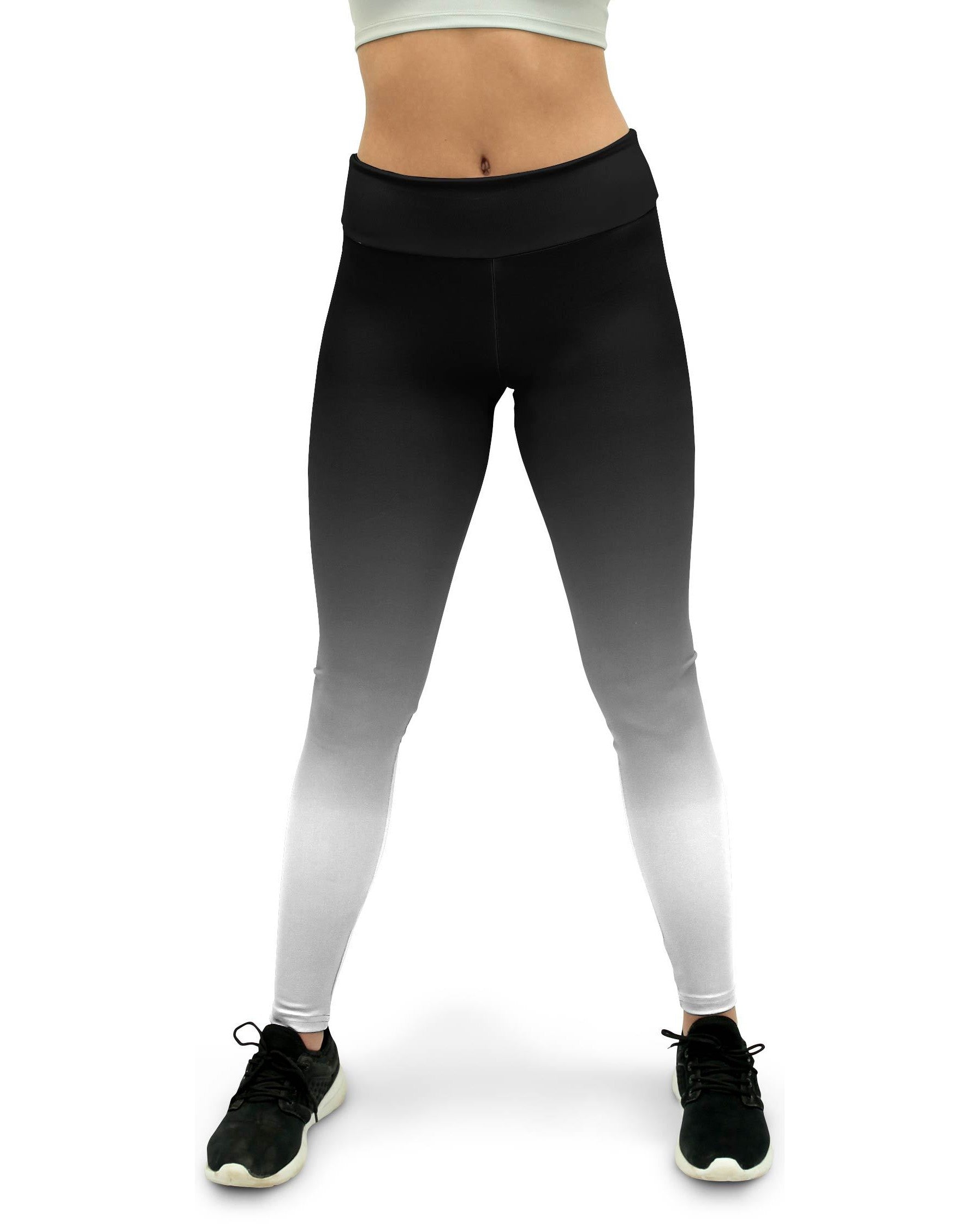 Ombre Black to White Womens Yoga Pants Gearbunch