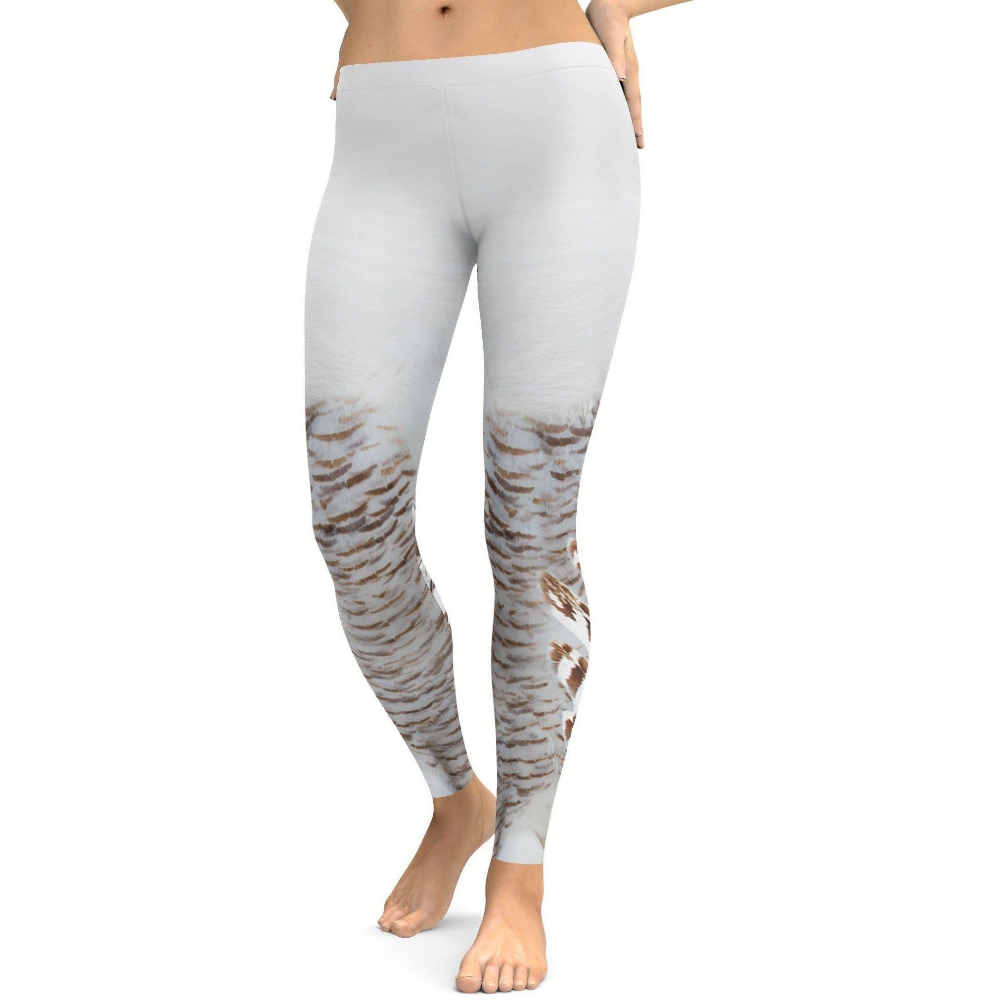 womens activewear Snowy Owl Eyes Leggings in white color