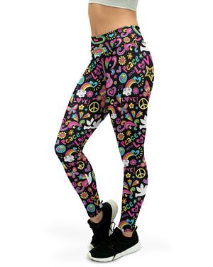 Peace and Love Womens Yoga Pants Gearbunch