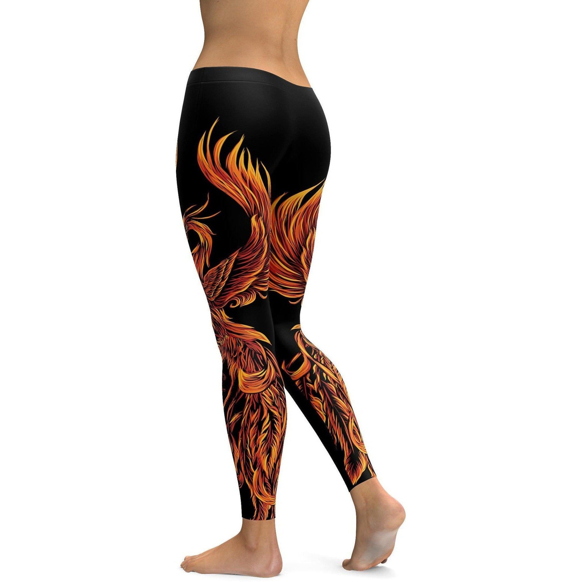 Womens Workout Yoga Phonenix Leggings Black/Yellow/Orange | Gearbunch.com