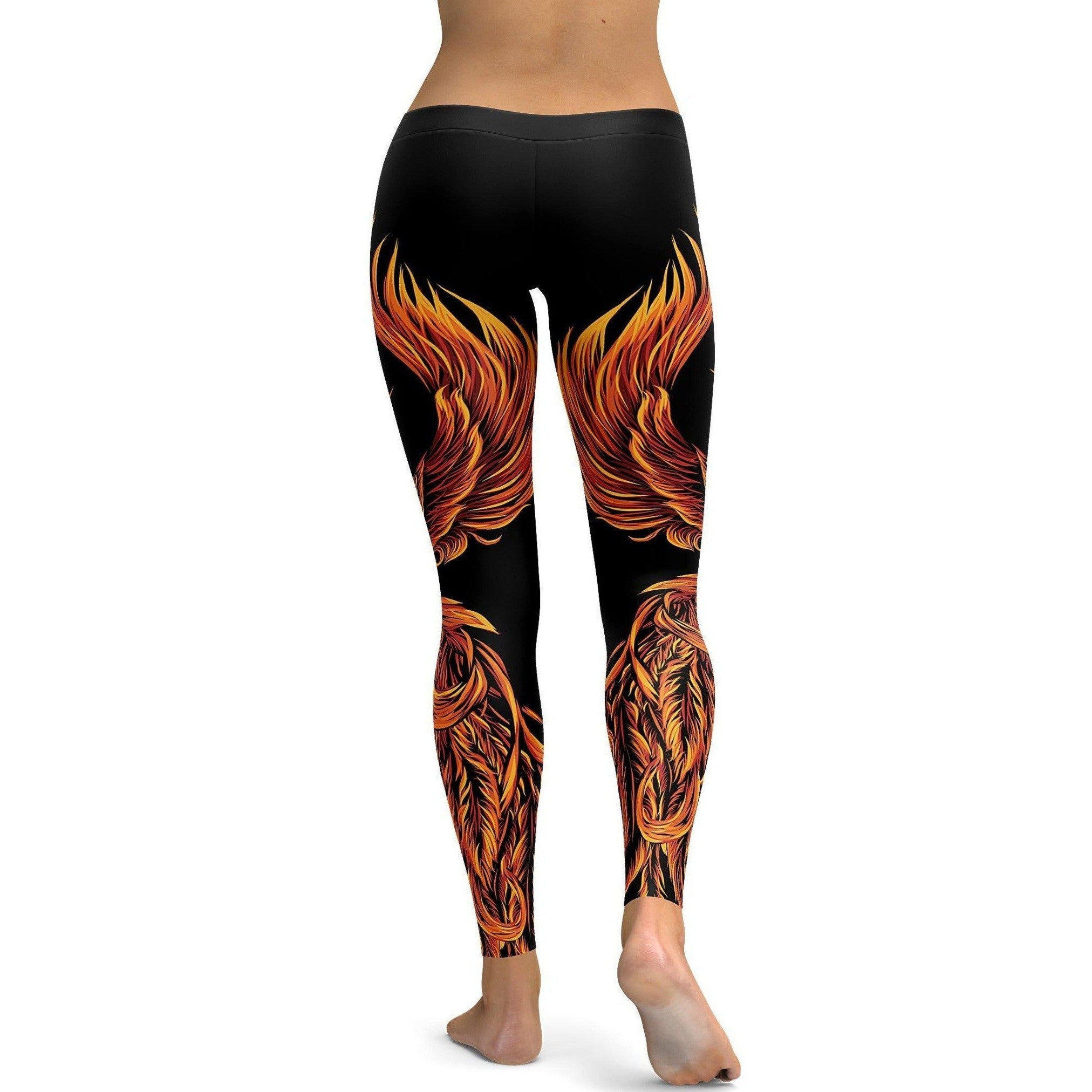 Womens Workout Yoga Phonenix Leggings Black/Yellow/Orange | Gearbunch.com