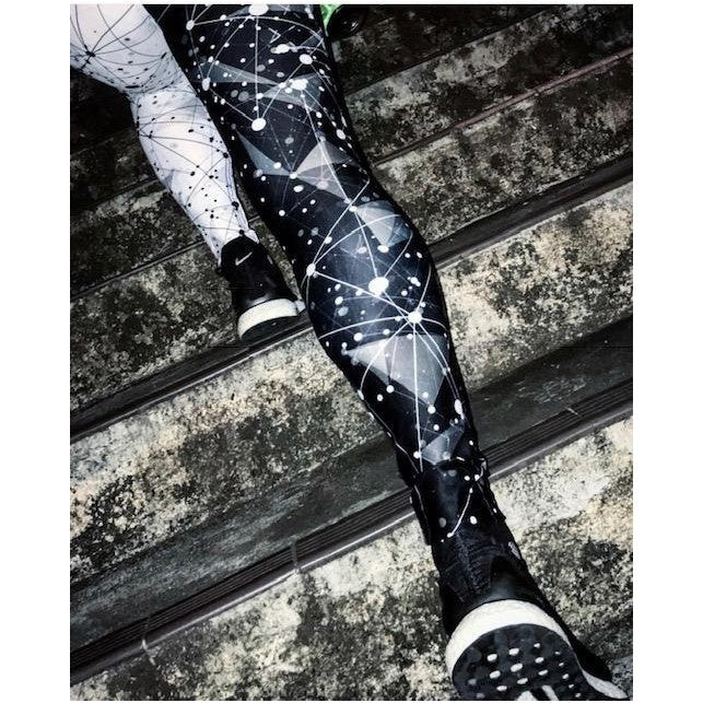 Womens Workout Yoga Poly Day & Night Leggings Black/White | Gearbunch.com