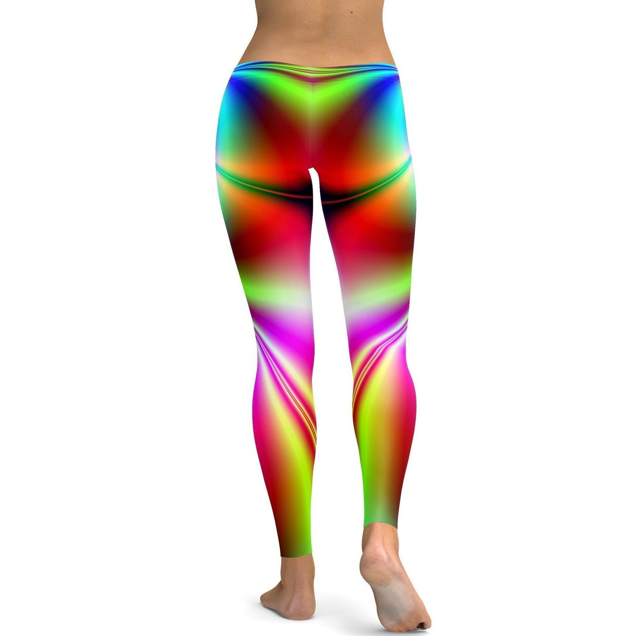 Womens Workout Yoga Psychedelic Neon Leggings Blue/Green/Purple