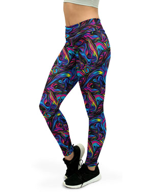 Psychedelic Neon Paint Women's Yoga Pants Gearbunch