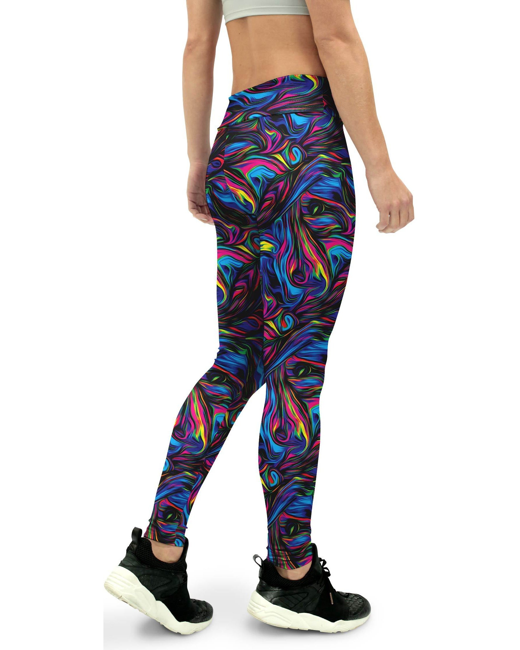 Psychedelic Neon Paint Women's Yoga Pants Gearbunch