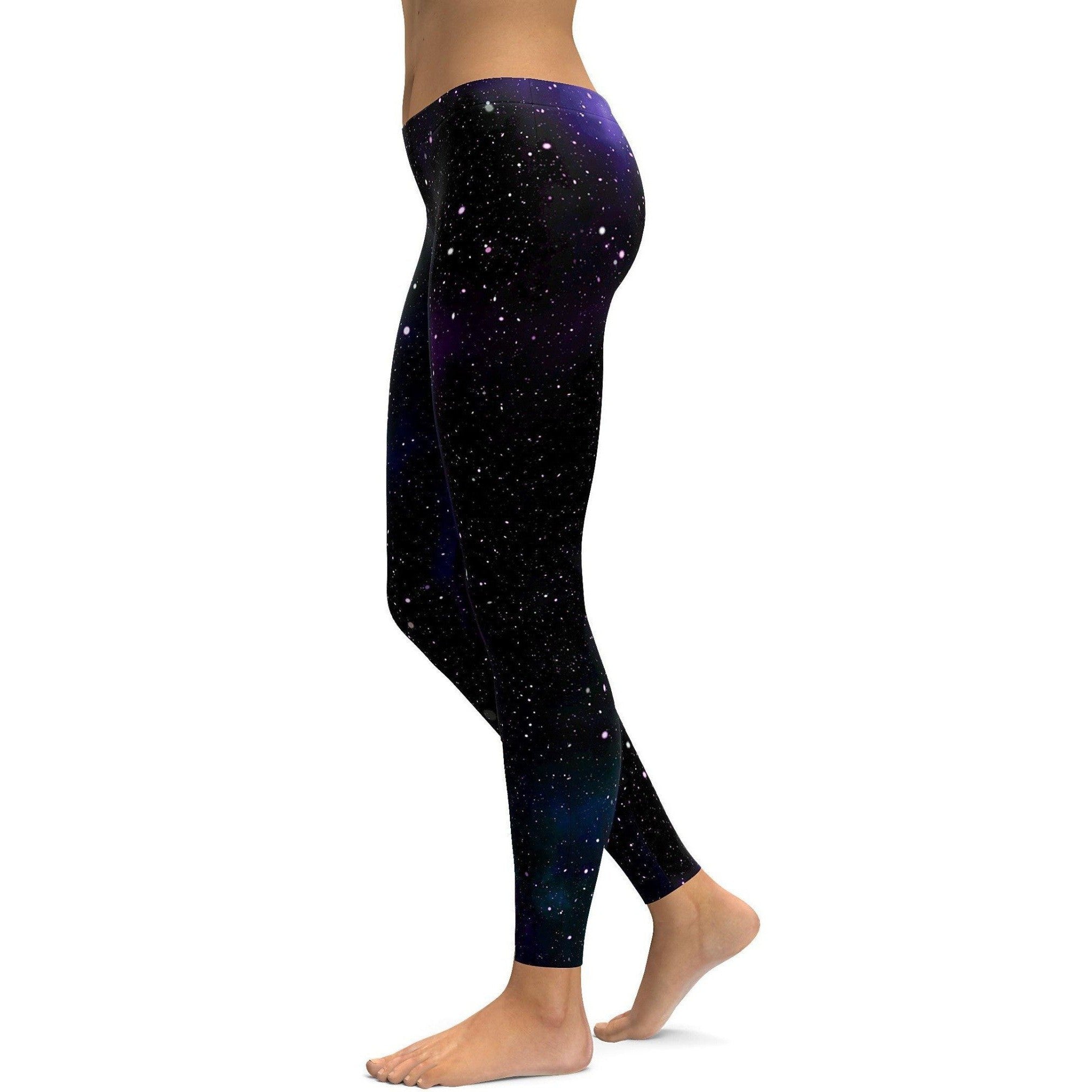 Womens Workout Yoga Purple Galaxy Leggings Blue/Black | GearBunch.com
