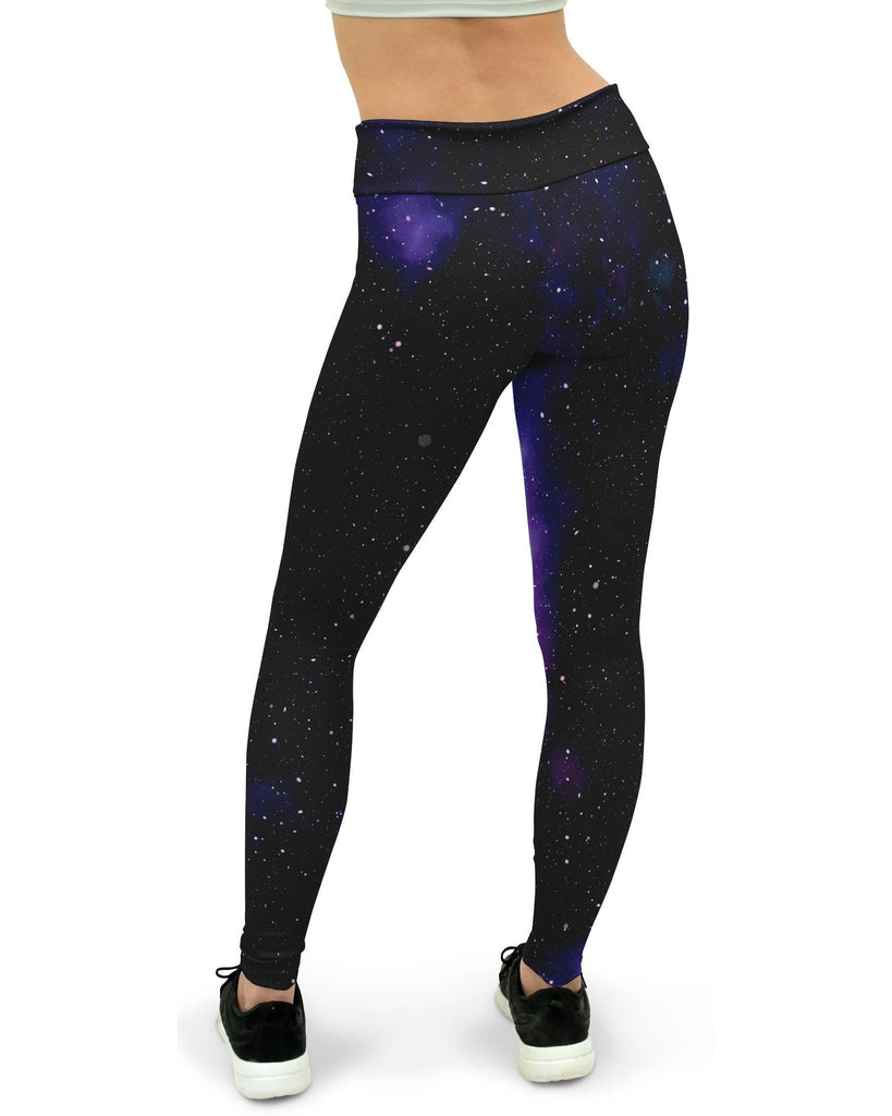 Womens Workout Yoga Purple Galaxy Leggings Blue/Black | GearBunch.com