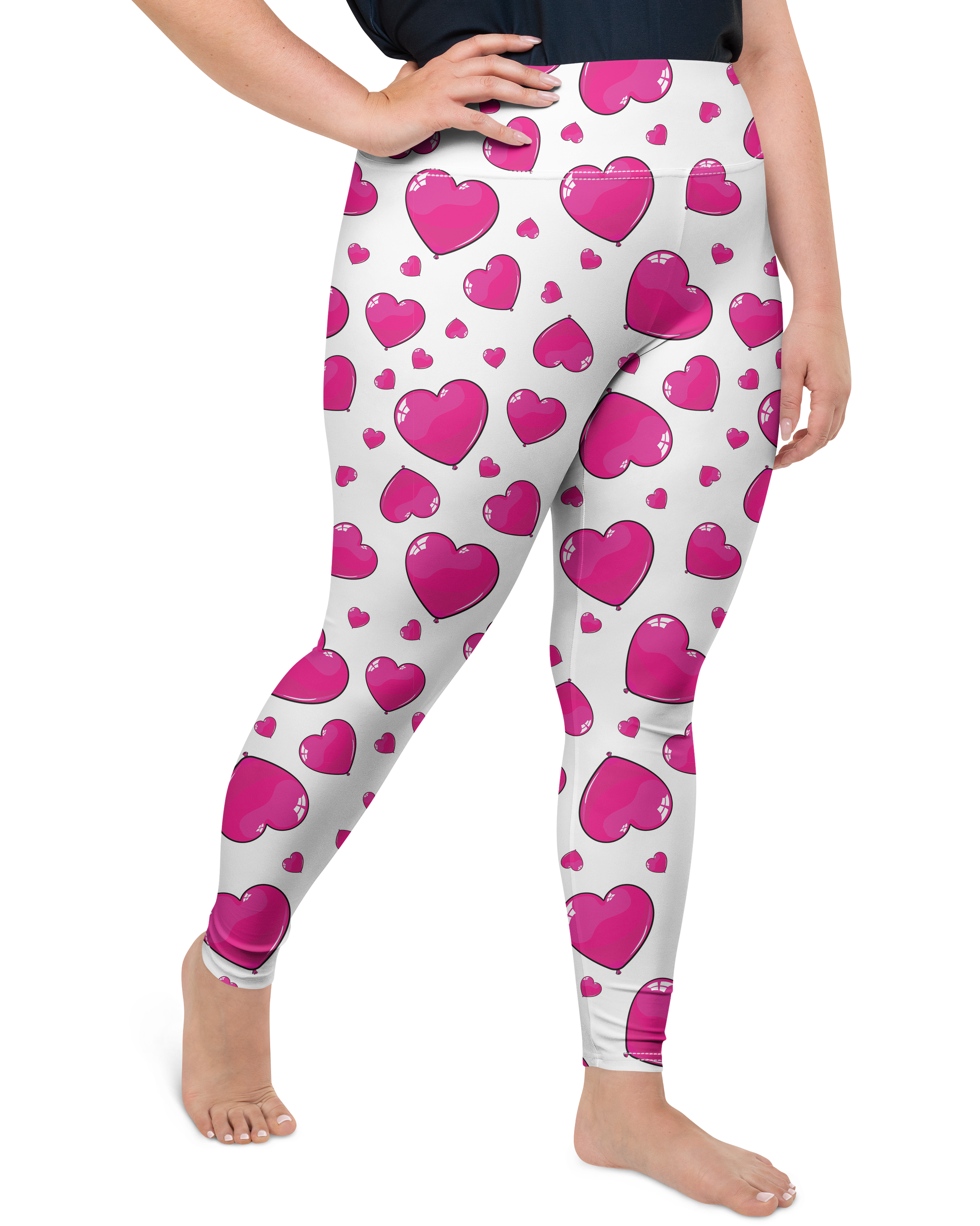 Pink Heart Shaped Balloon Plus Size Leggings - Gearbunch