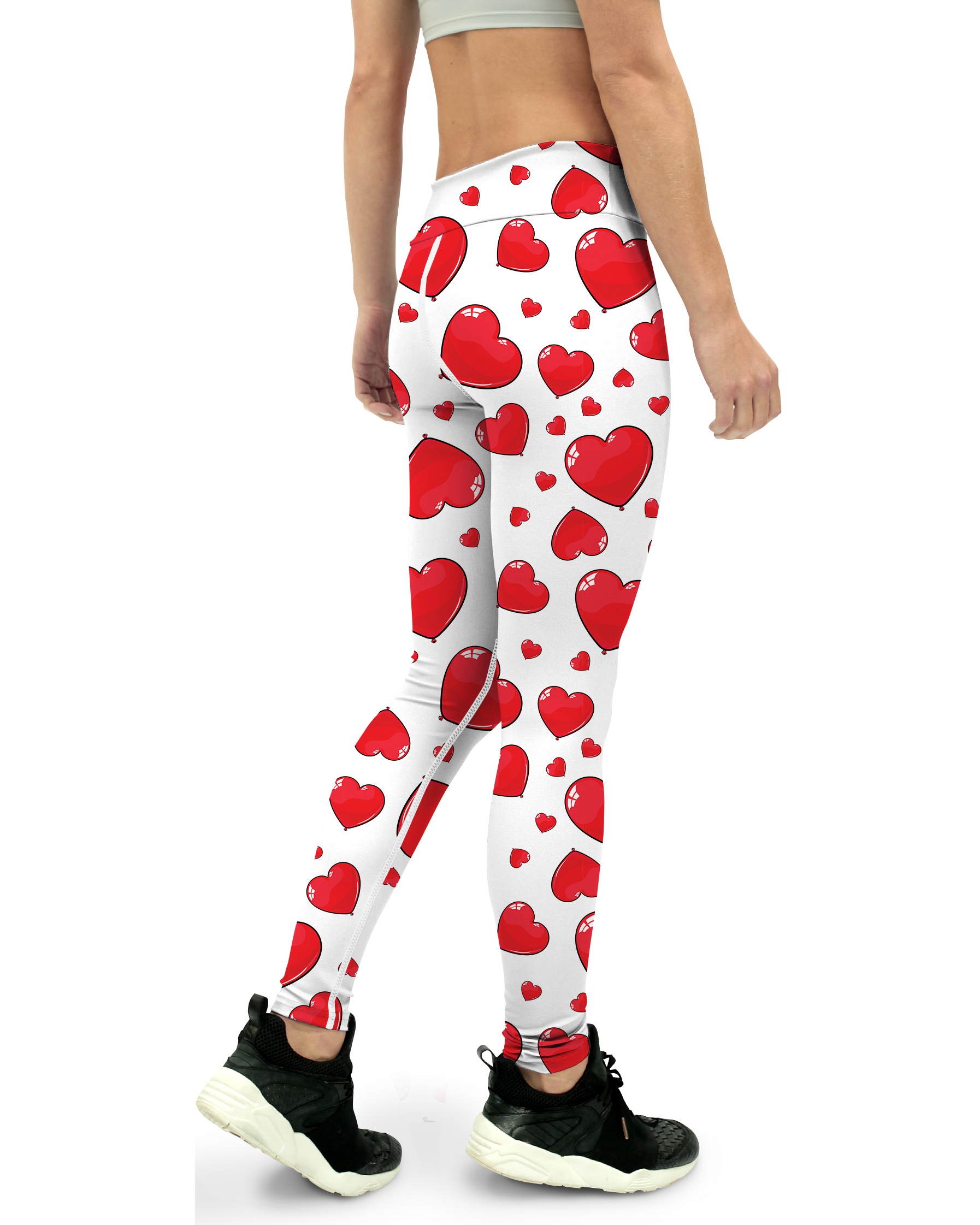 Red Heart Shaped Balloons Yoga Pants - Gearbunch