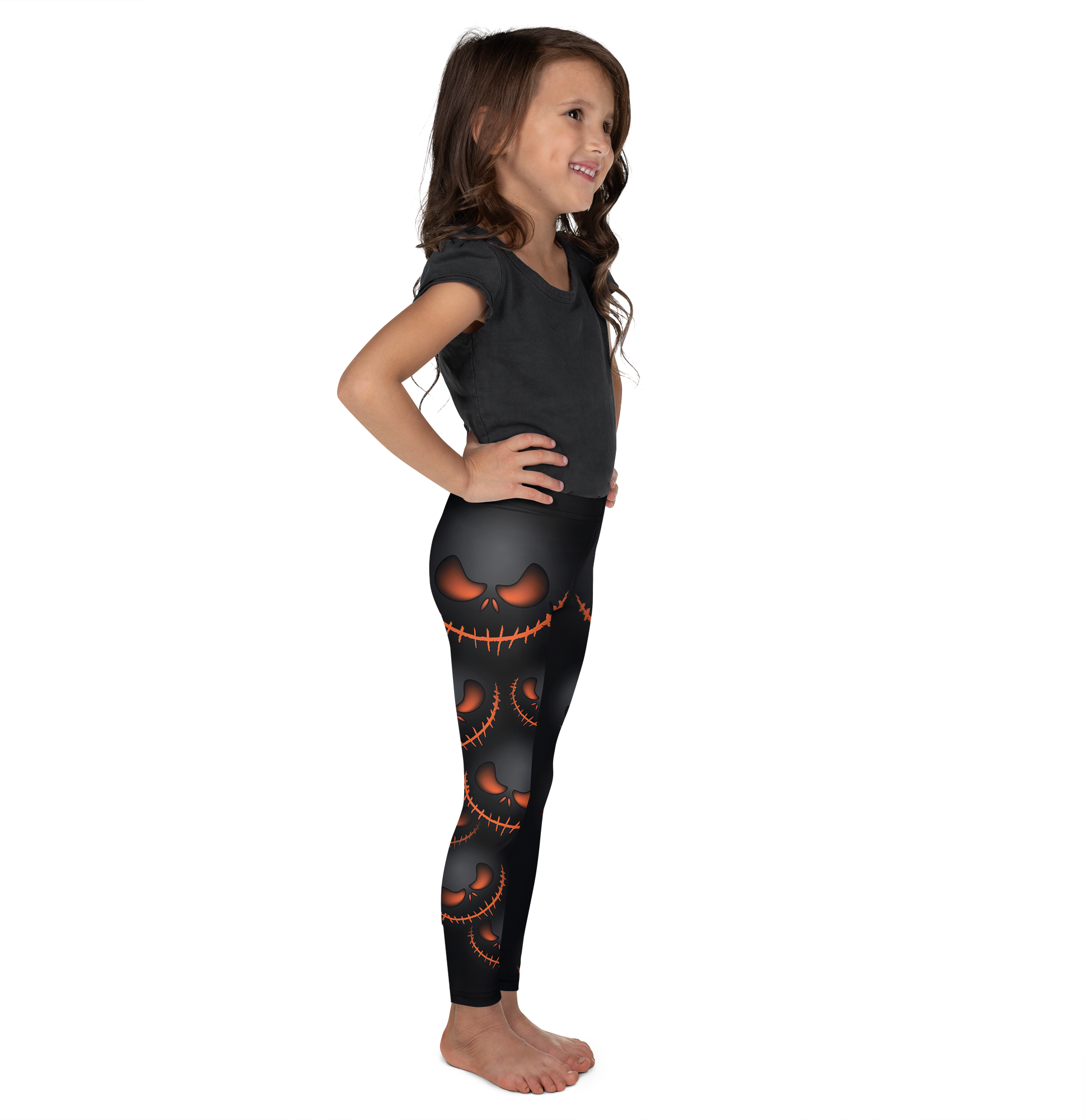 Halloween Evil Pumpkin Grin Kid's Leggings - Gearbunch