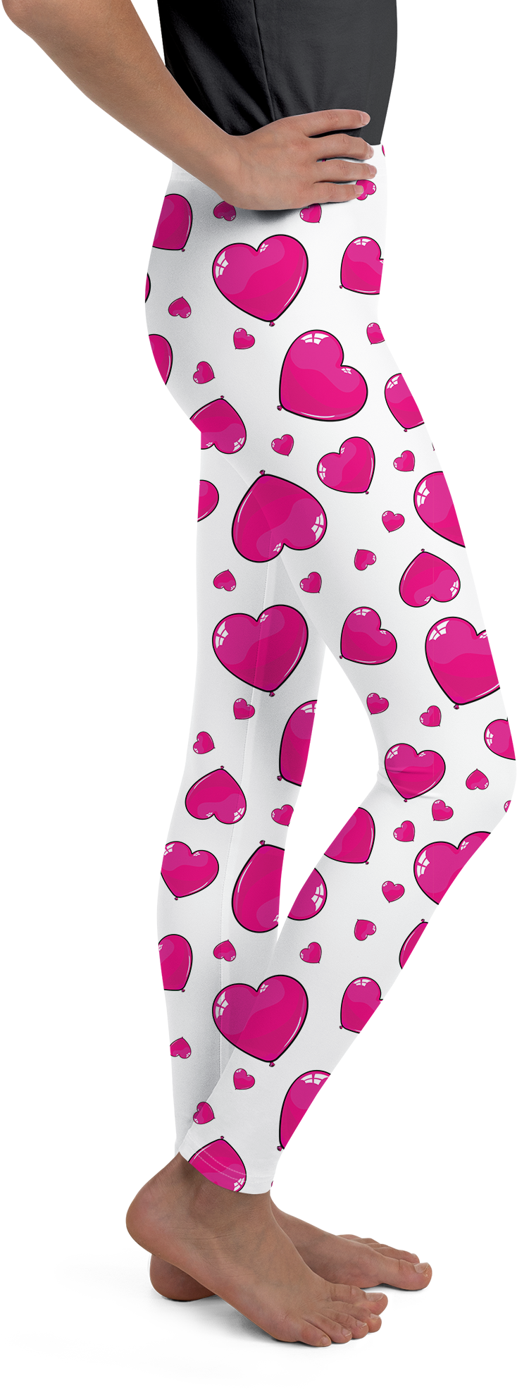 Pink Heart Shaped Balloons Youth Leggings - Gearbunch