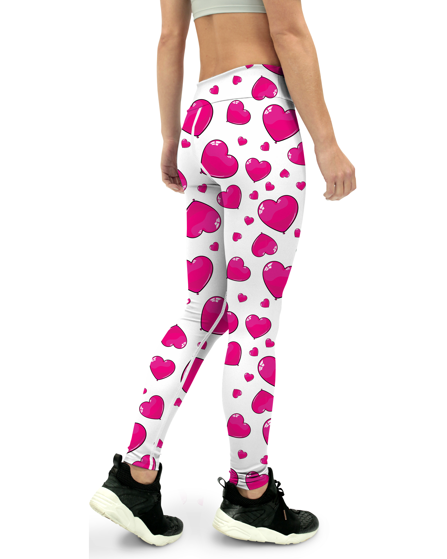 Pink Heart Shaped Balloon Yoga Pants - Gearbunch